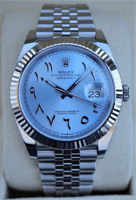 rolex datejust blue arabic